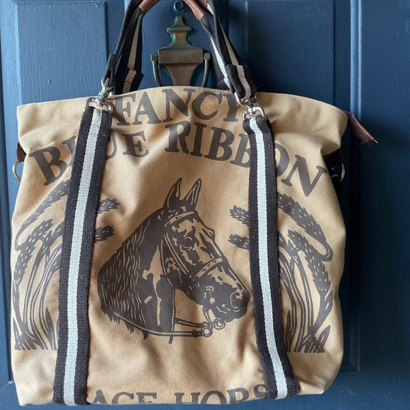Rachael Ray Tan and Black Equestrian Tote Bag - Picture 1 of 6